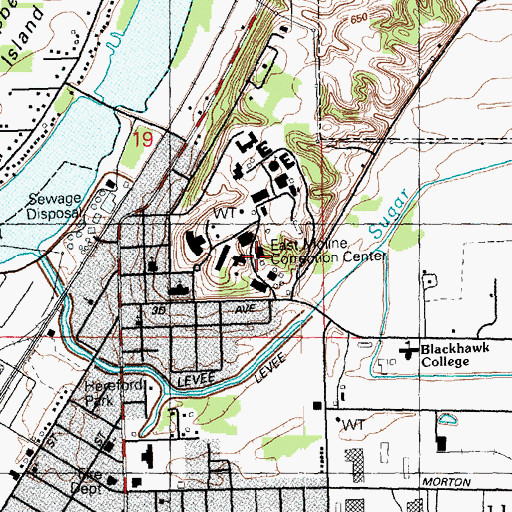 Topographic Map of East Moline Correctional Center, IL