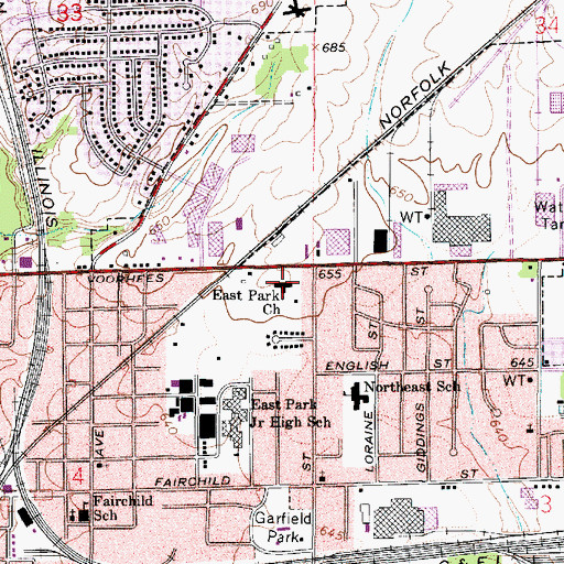 Topographic Map of East Park Church of Christ, IL