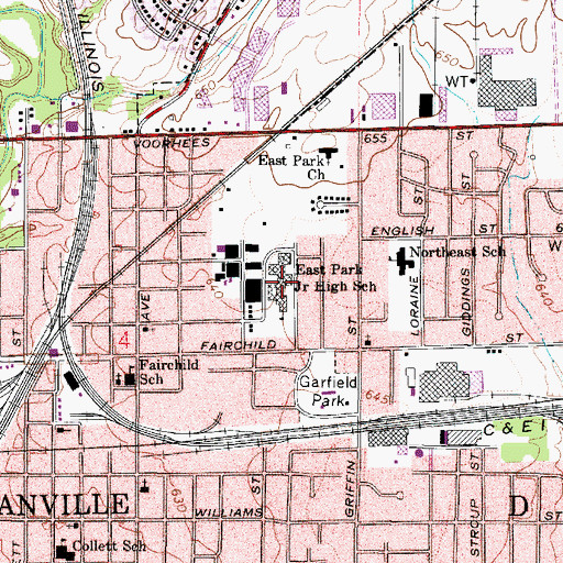 Topographic Map of East Park Elementary School, IL