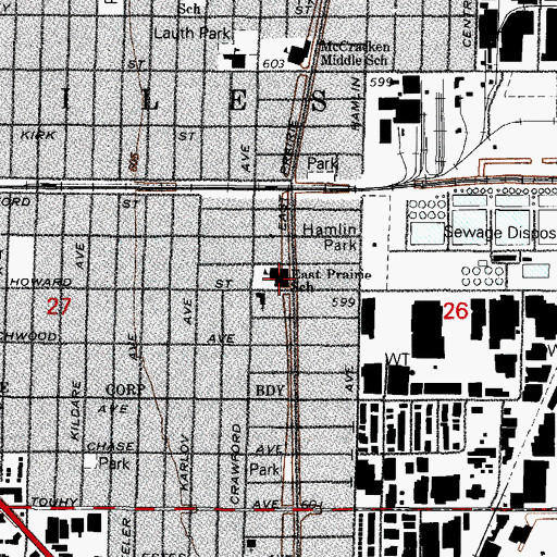 Topographic Map of East Prairie School, IL