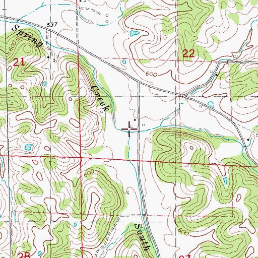 Topographic Map of East Prong Spring Creek, IL