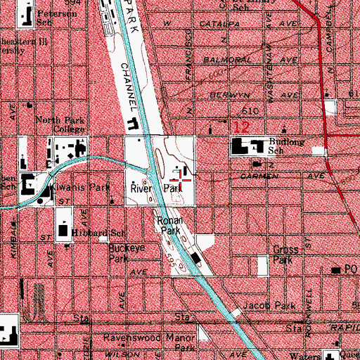 Topographic Map of East River Park, IL