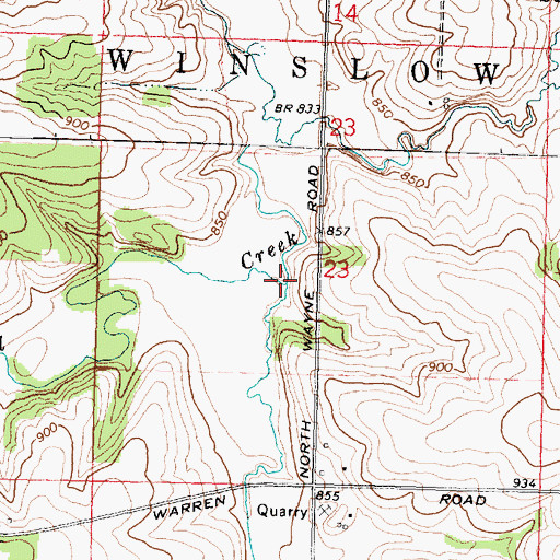 Topographic Map of East Spafford Branch, IL