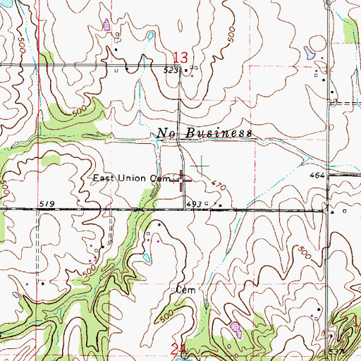 Topographic Map of East Union Cemetery, IL