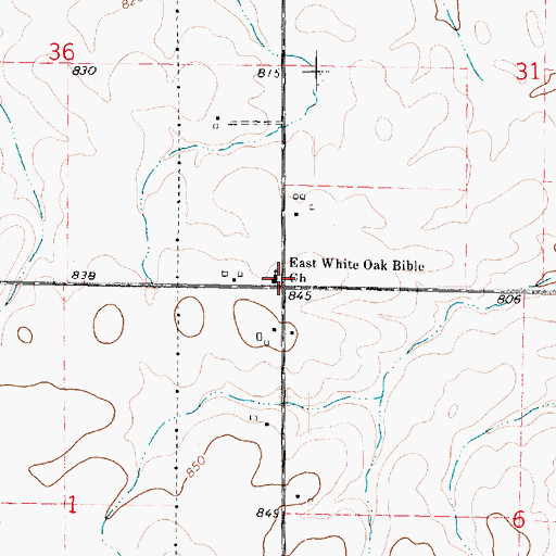 Topographic Map of East White Oak Bible Church, IL