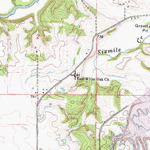 Topographic Map of East White Oak Church, IL
