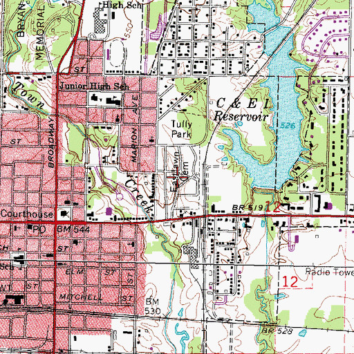 Topographic Map of East Lawn Cemetery, IL