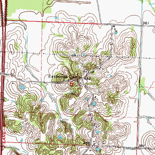 Topographic Map of Eastwood Cemetery, IL