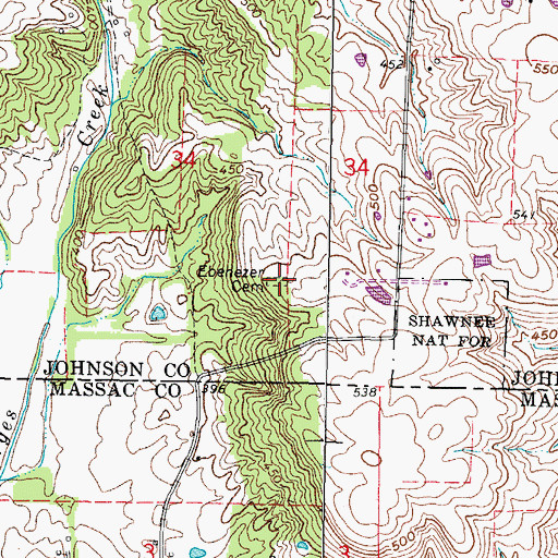 Topographic Map of Ebenezer Cemetery, IL