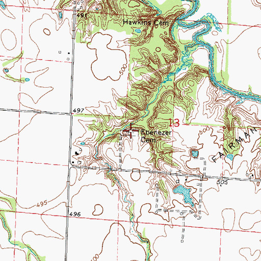 Topographic Map of Ebenezer Cemetery, IL