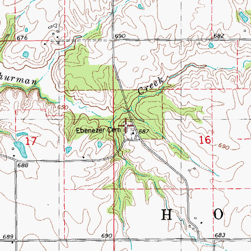 Topographic Map of Ebenezer Cemetery, IL