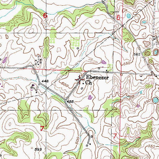 Topographic Map of Ebenezer Church, IL