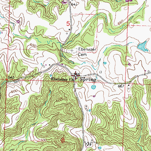 Topographic Map of Ebenezer Church, IL