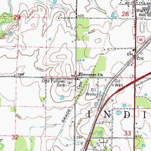 Topographic Map of Ebenezer Church, IL