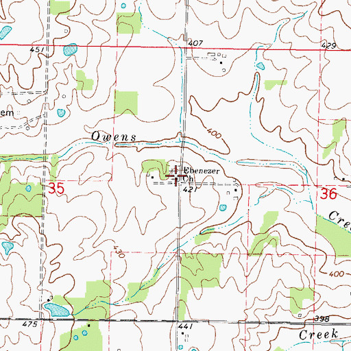 Topographic Map of Ebenezer Church, IL