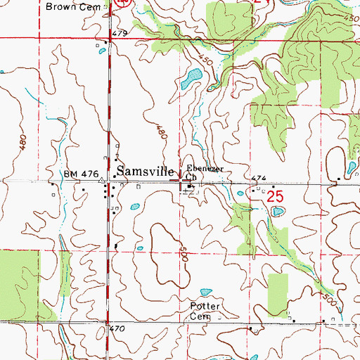 Topographic Map of Ebenezer United Methodist Church, IL