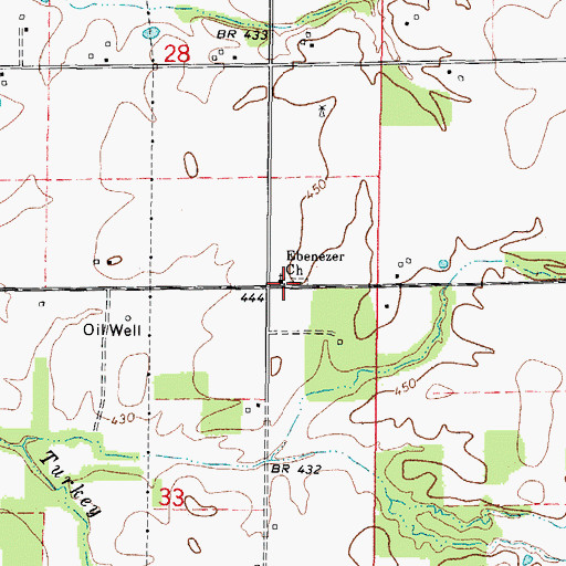Topographic Map of Ebenezer Church, IL