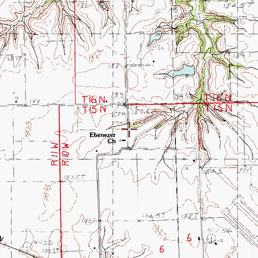 Topographic Map of Ebenezer Church, IL