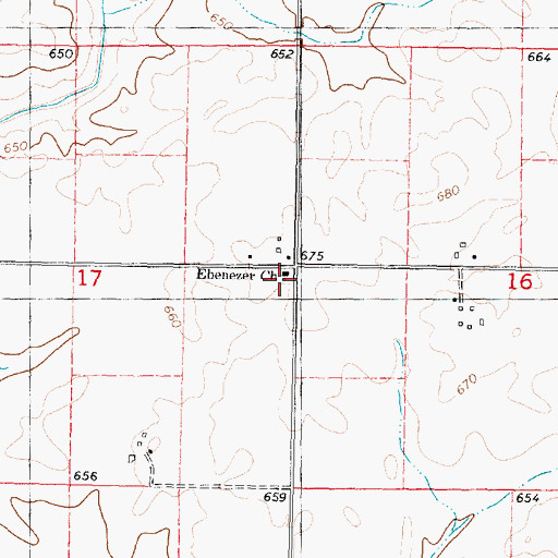 Topographic Map of Ebenezer Church, IL