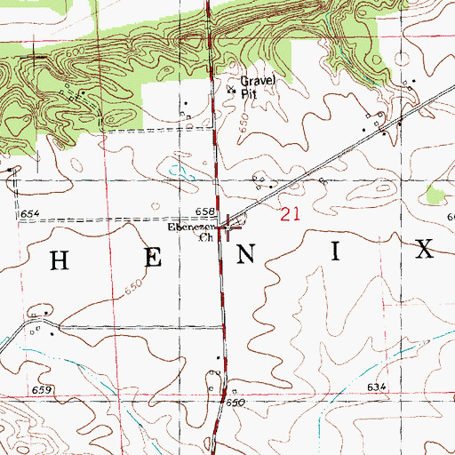 Topographic Map of Ebenezer Community Church, IL