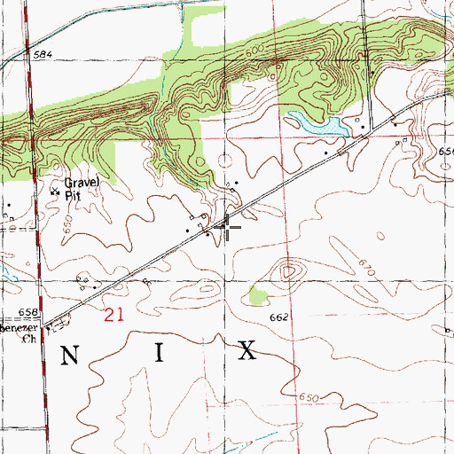 Topographic Map of Ebenezer School (historical), IL