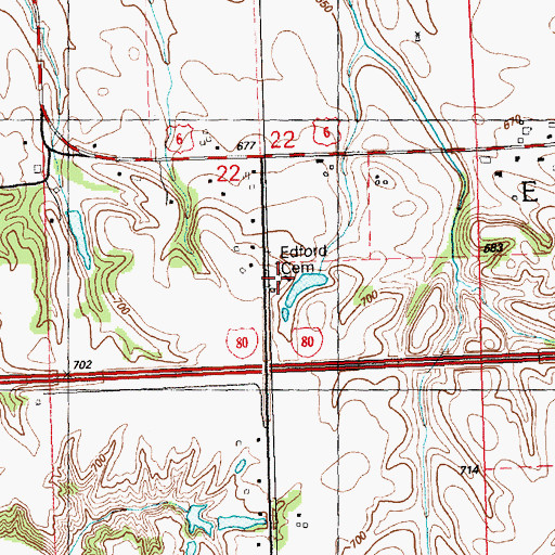 Topographic Map of Edford Cemetery, IL