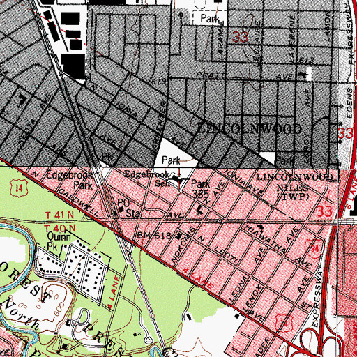 Topographic Map of Edgebrook Elementary School, IL