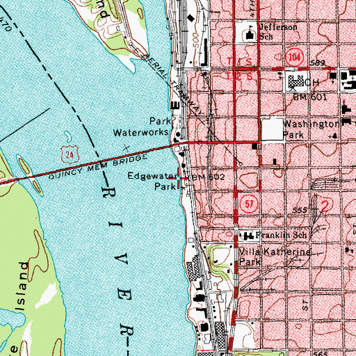 Topographic Map of Edgewater Park, IL