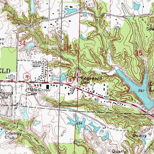 Topographic Map of Edgewood Cemetery, IL