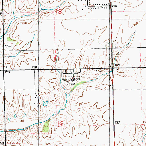 Topographic Map of Edgington Cemetery, IL