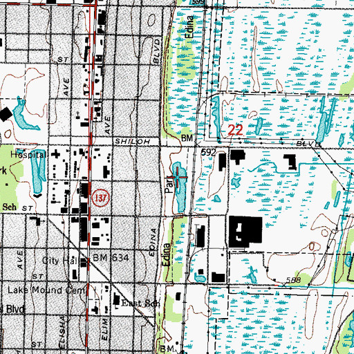 Topographic Map of Edina Park, IL