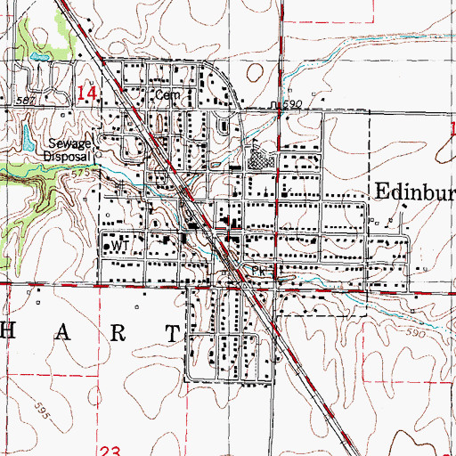 Topographic Map of Edinburg, IL