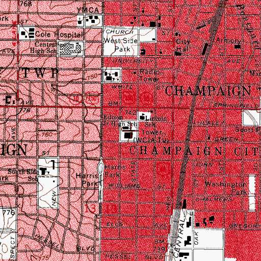 Topographic Map of Edison Middle School, IL