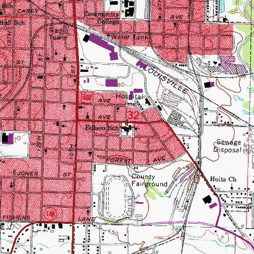Topographic Map of Edison School, IL