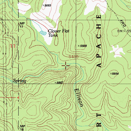 Topographic Map of Ashurst Creek, AZ