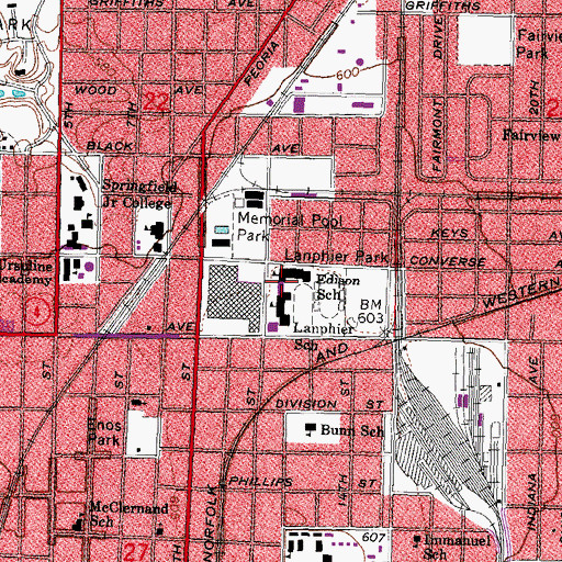 Topographic Map of Edison School, IL