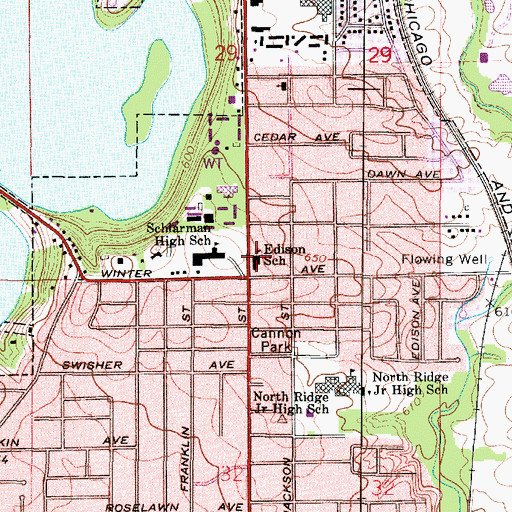 Topographic Map of Edison Elementary School, IL