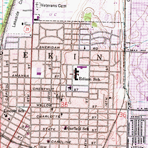 Topographic Map of Edison Junior High School, IL