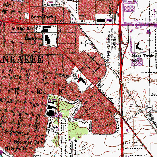 Topographic Map of Edison Primary School, IL