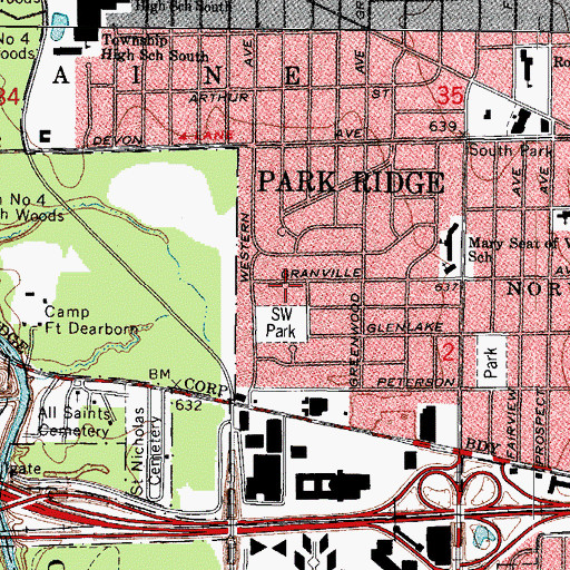 Topographic Map of Edison School, IL