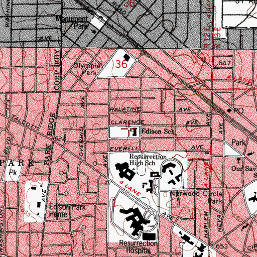 Topographic Map of Edison Regional Gifted Center, IL