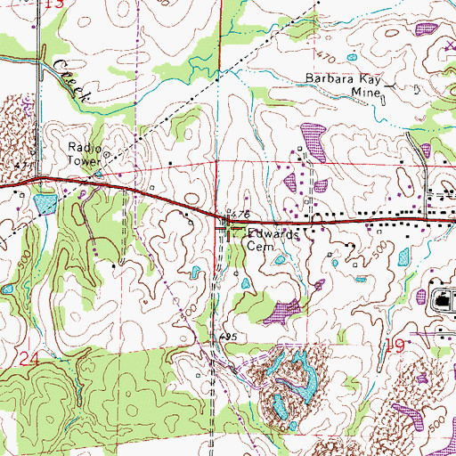 Topographic Map of Edwards Cemetery, IL