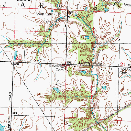 Topographic Map of Edwards Family Cemetery, IL