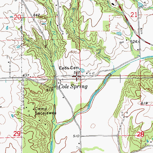 Topographic Map of Ehe Cemetery, IL