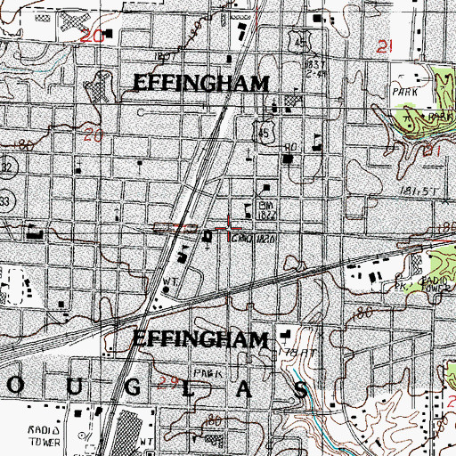 Topographic Map of Effingham, IL