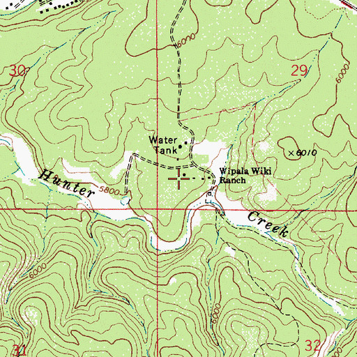 Topographic Map of Hunter Creek Ranch, AZ