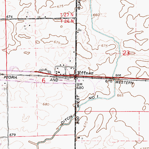 Topographic Map of Effner, IL