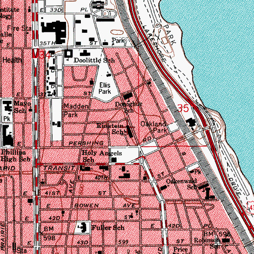 Topographic Map of Einstein Elementary School, IL