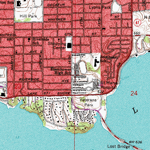 Topographic Map of Eisenhower High School, IL