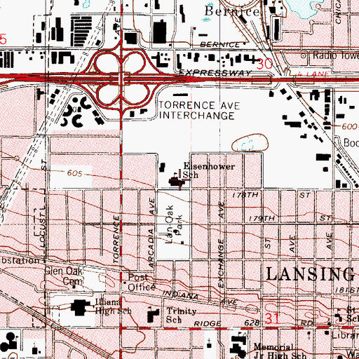 Topographic Map of Eisenhower School, IL